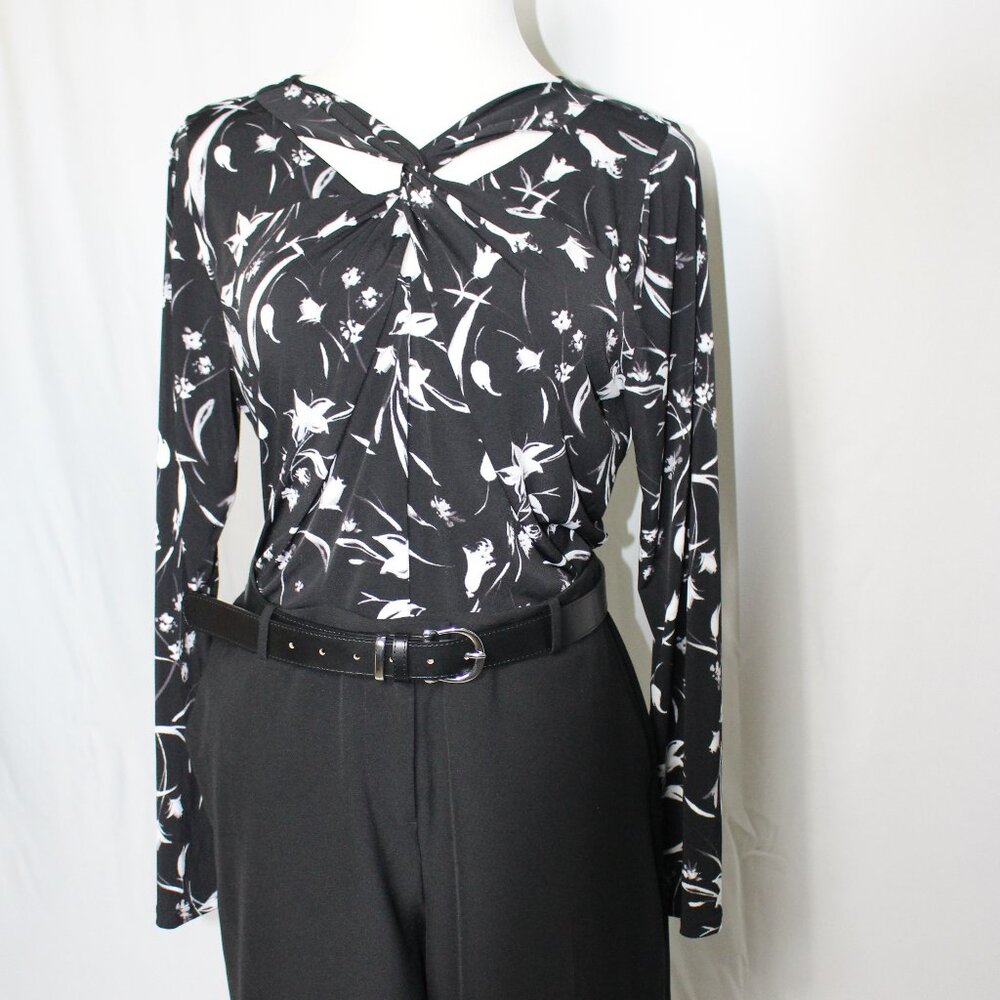 White House Black Market Floral Long Sleeve Top Women's XL